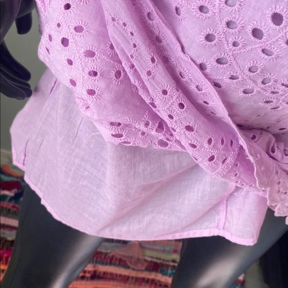 TCEC Lavender Pink Hue Eyelet Dress with Ruffled Sleeves - Picture 12 of 14